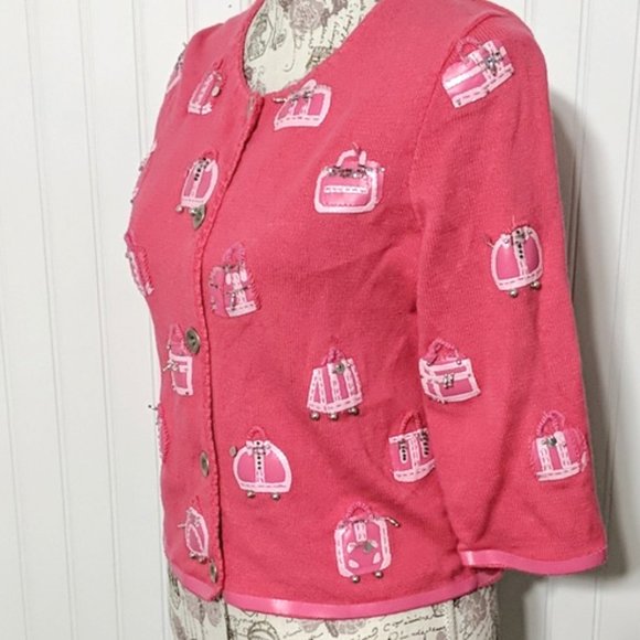 Michael Symon luggage embellished cardigan sweater - Picture 2 of 7